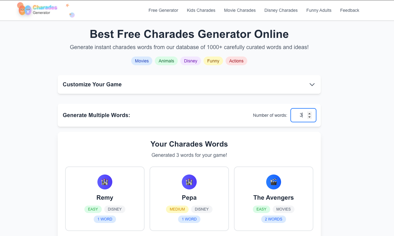 Charades Generator